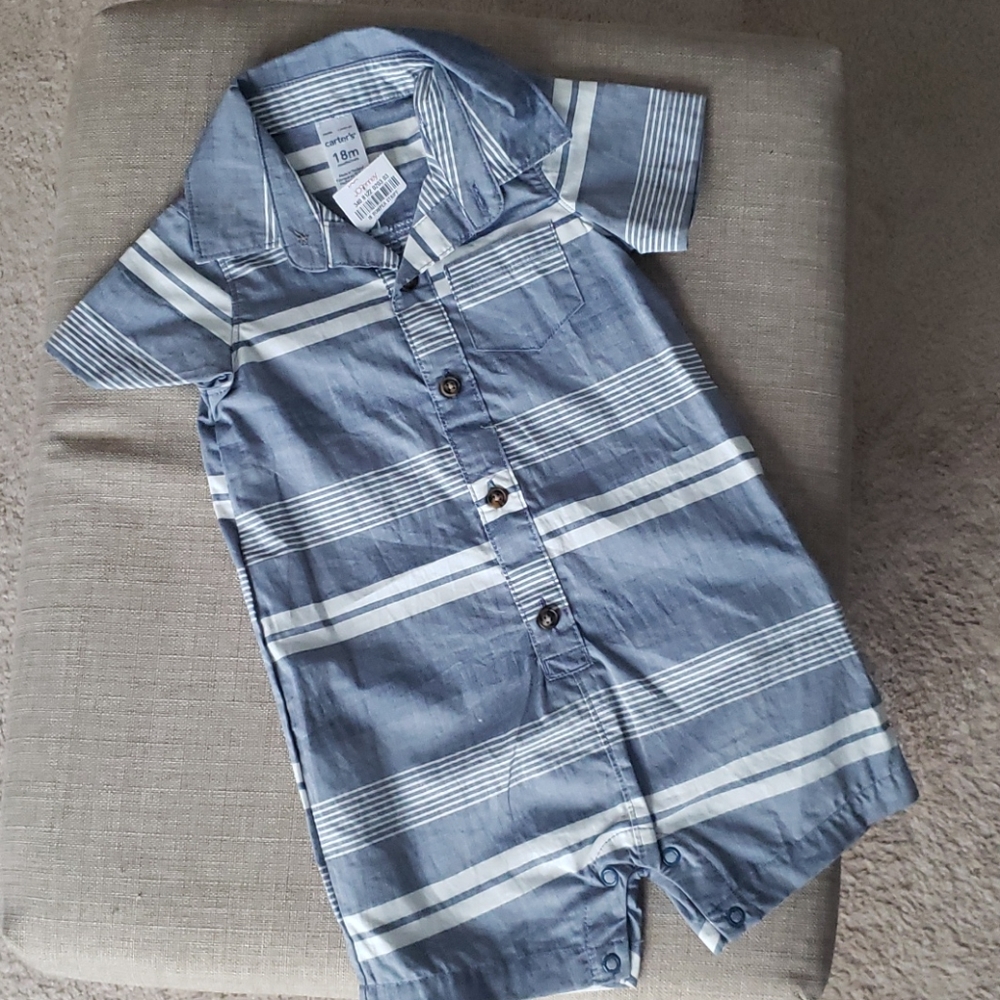 Adorable, preppy blue and white rompers!